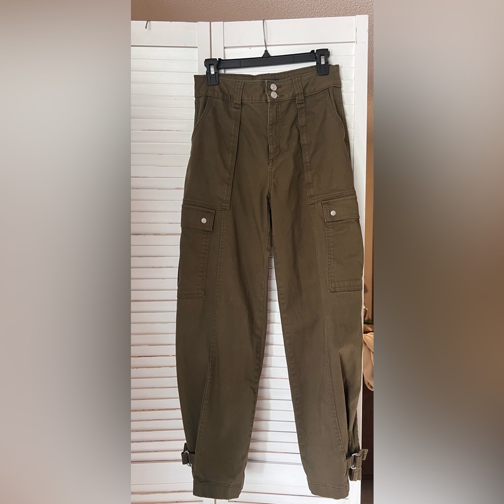 Scoop Olive Green Canvas Cargo Utility Pants with cinch boot legs Size 2